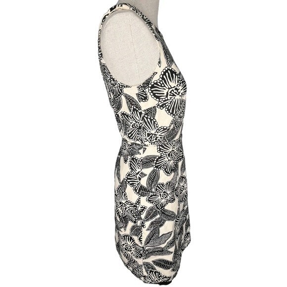 J. Crew Sleeveless Polynesian Print Dress sz 4 * Ivory Cream Tropical Pockets - Picture 5 of 11